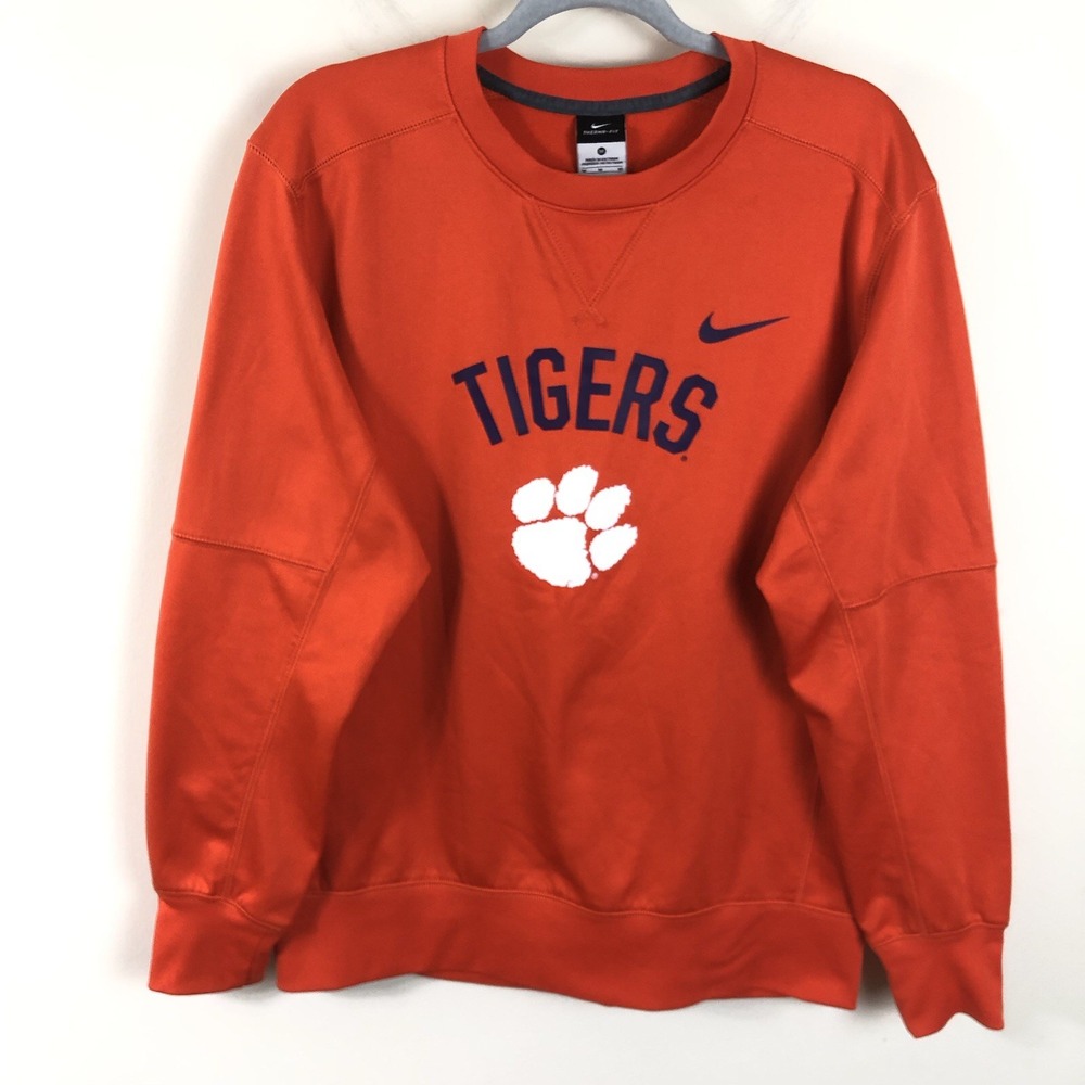 Nike Therma-Fit Clemson Tigers Crewneck Sweatshirt Men's Sz M Orange NCAA Sports